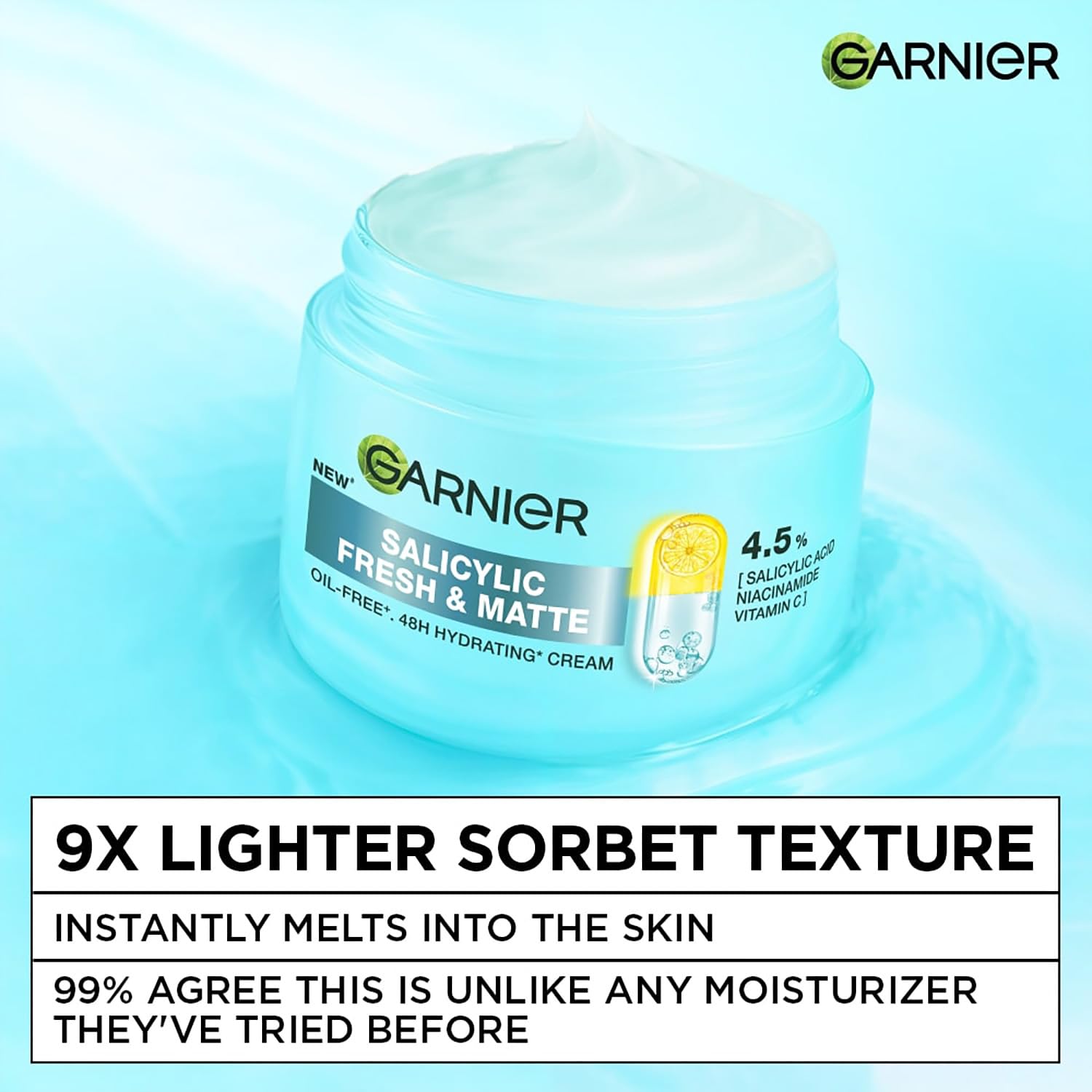 Garnier Fresh & Matte Salicylic Acid Sorbet Gel Face Moisturizer, 45g