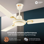 Orient Electric 1200 mm Pacific Air Déco| Decorative ceiling fan | Powerful airflow| BEE 1 Star Rated | 2-year warranty | Ivory Gold, pack of 1