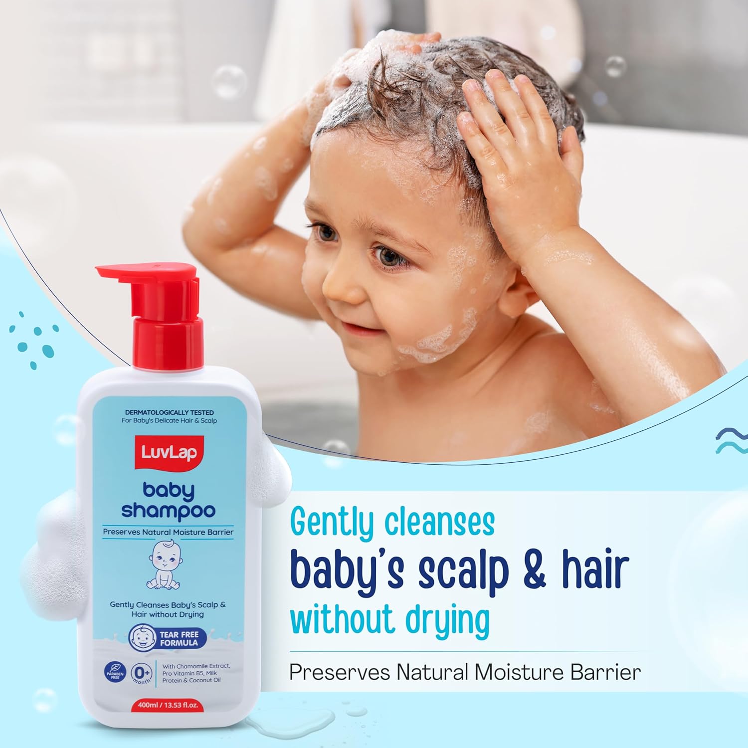 LuvLap Milky Soft Baby Shampoo - 400ml,