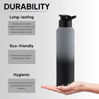 CELLO Aqua Pro Max Stainless Steel Water Bottle 1000 ml Black & Grey | ISI Certified Single Wall Rust & Leakproof Fridge Safe Stylish Easy Grip Colorful Steel Water Bottle For Office & Daily Use