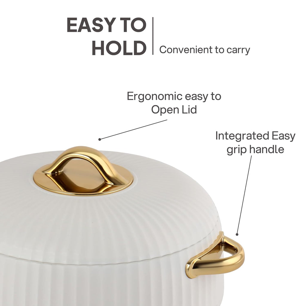 CELLO Aurum Insulated Casserole Hot Pot Box Set of 2 Pcs 1000ml White |