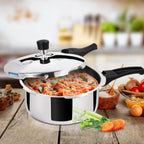 Milton Pro Cook Triply Pressure Cooker Stainless Steel with Outer Lid, 2 Litres, Induction and Gas Stove Compatible, Gasket Release System, 5 Years Warranty, ISI Certified, Silver