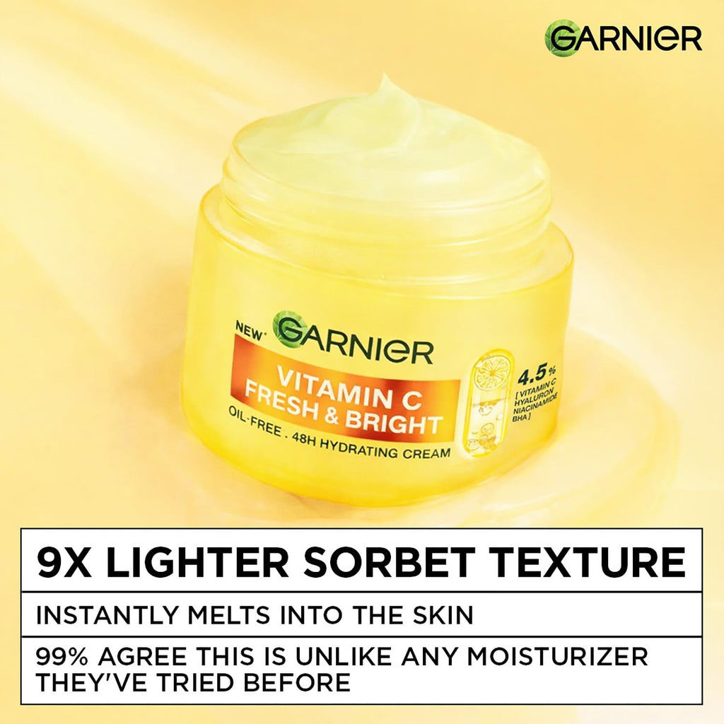 Garnier Fresh & Bright Vitamin C Sorbet Gel Face Moisturizer Cream, 45g