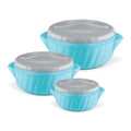 MILTON Flora Regular Set Insulated Inner Steel Casserole for Roti 3Pc (750ml 1.25L & 2.1L) Hot Box for Kitchen, Hot Pot with Lid