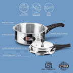 Milton Procook 2L Aluminium Pressure Cooker with Outer Lid, Non-Induction Base, Silver Finish, Durable and Efficient Cooking Solution for Everyday Meals, ISI Certified, 5 Years Warranty