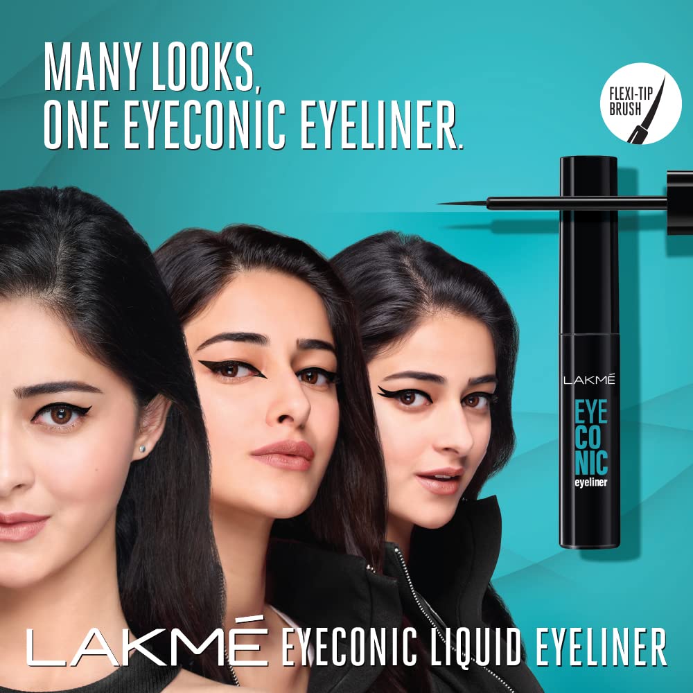 LAKMÉ Eyeconic Liquid Eye Liner, Black, Long Lasting Matte Waterproof Liner - Smudge Proof, Transfer Proof Eye Makeup for 24 hrs, 4.5 ml (Pack of 2)