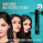 LAKMÉ Eyeconic Liquid Eye Liner, Black, Long Lasting Matte Waterproof Liner - Smudge Proof, Transfer Proof Eye Makeup for 24 hrs, 4.5 ml (Pack of 2)