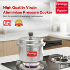 Prestige 3 Litre Aluminium Popular Outerlid Pressure Cooker | Virgin Aluminium| Gas Compatible|Controlled Gasket Release System|5 years warranty|ISI Certified