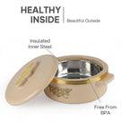 CELLO Exotic Insulated Roti Casserole Hot Pot Case 2500 ml, Cream |