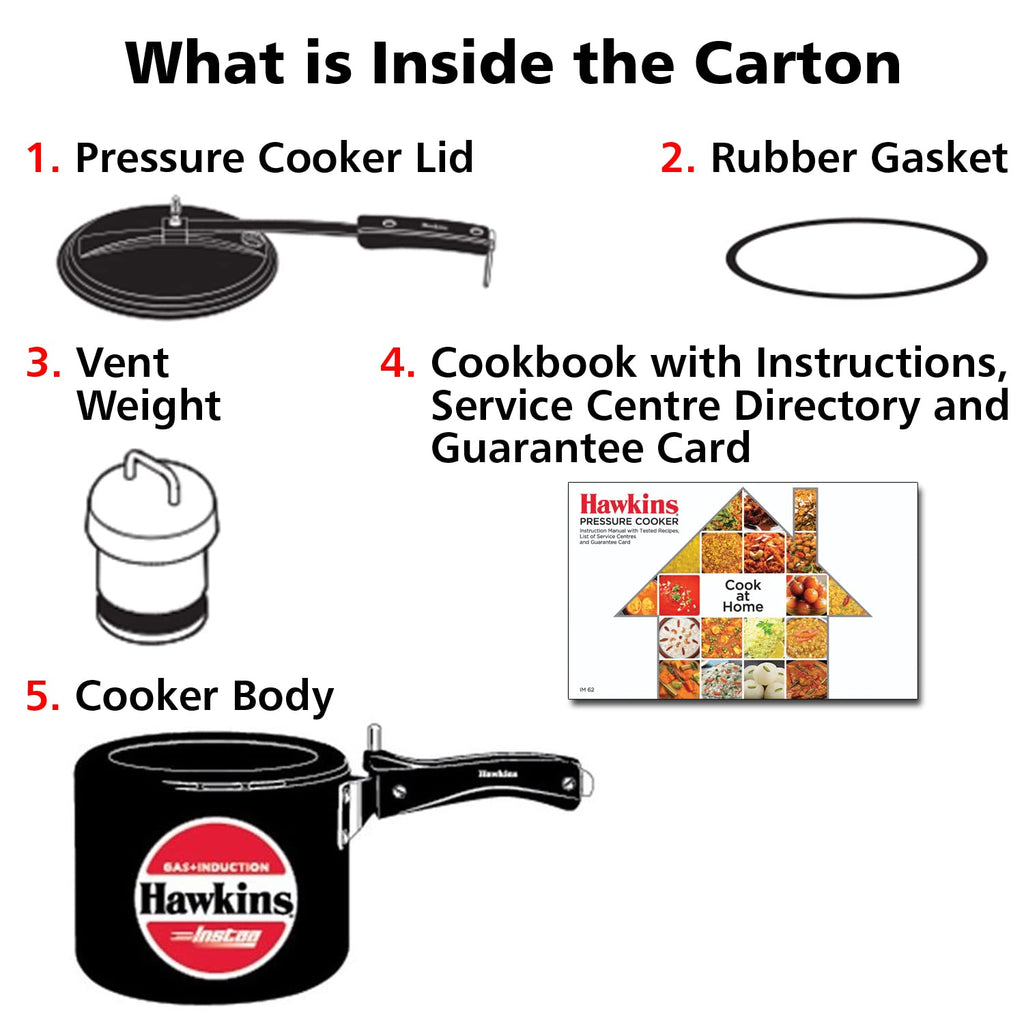 Hawkins 3 Litre Instaa Pressure Cooker, Induction Inner Lid Cooker, Tall Body Hard Anodised Cooker, Black (IIH3T)