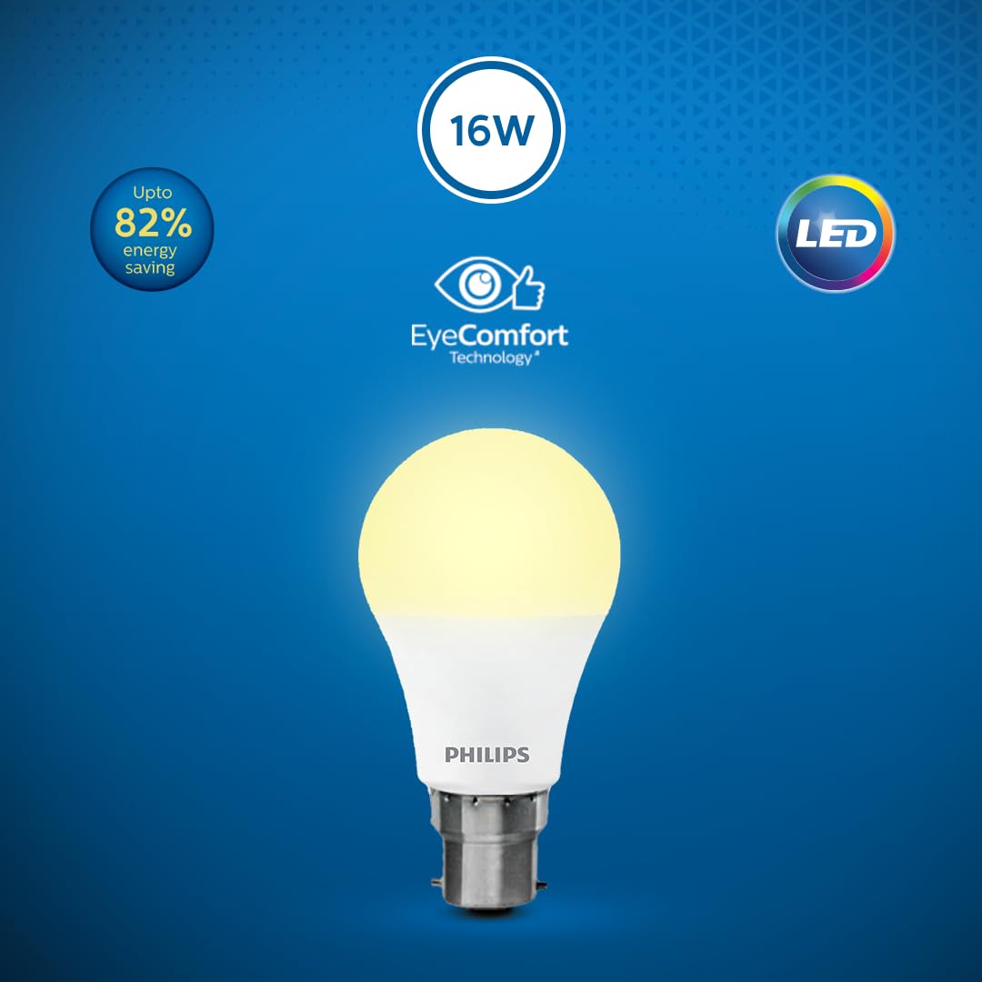Philips 16-watt LED Bulb |AceBright High Wattage LED Bulb|Base: B22 Light Bulb for Home | Warm White, Pack of 2