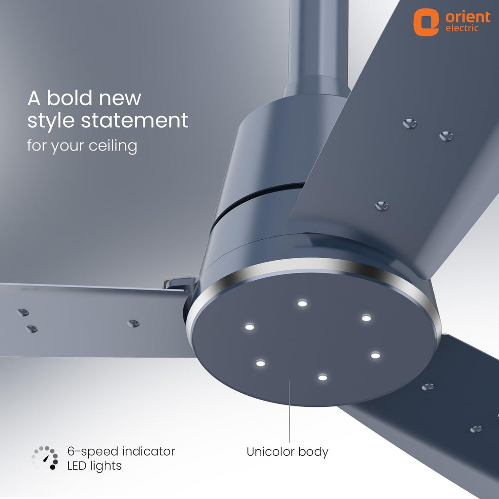 Orient Electric Newly Launched 1200 mm Proton BLDC | BLDC energy saving ceiling fan with Remote |BEE 5-star rated | Saves up to 50% on electricity bills | 3 year warranty by Orient | Steel Blue