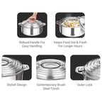 MILTON Galaxia Set of 3 Insulated SS Casserole (1.2, 2.09, 2.45 L)