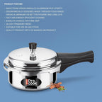 Milton Procook 2L Aluminium Pressure Cooker with Outer Lid, Non-Induction Base, Silver Finish, Durable and Efficient Cooking Solution for Everyday Meals, ISI Certified, 5 Years Warranty