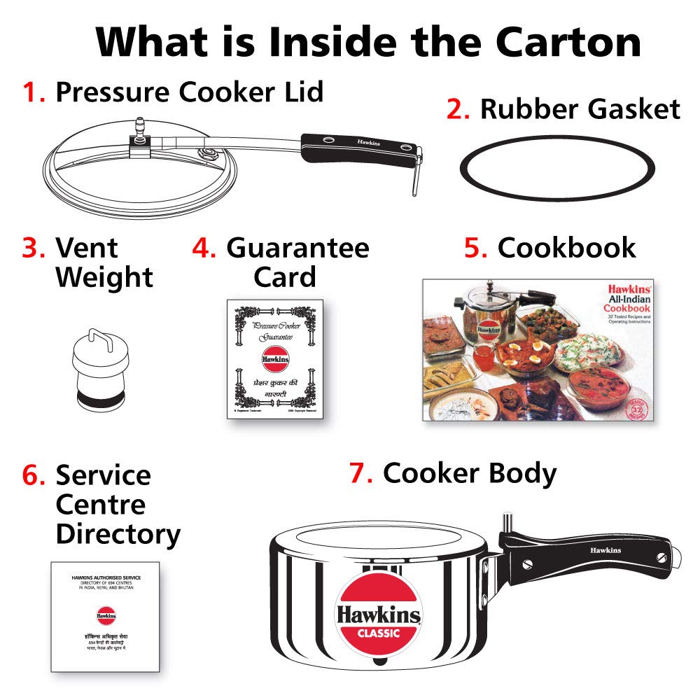 Hawkins Classic 2 Litre Pressure Cooker | Straight Body | Gas Compatible | Ideal for 2–3 persons | ISI Certified | 5 Year Guarantee | Silver (CL20)