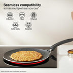 Prestige TTK OMG DLX Induction Base Non-Stick Aluminium Flat Dosa Tawa, 28cm, Red