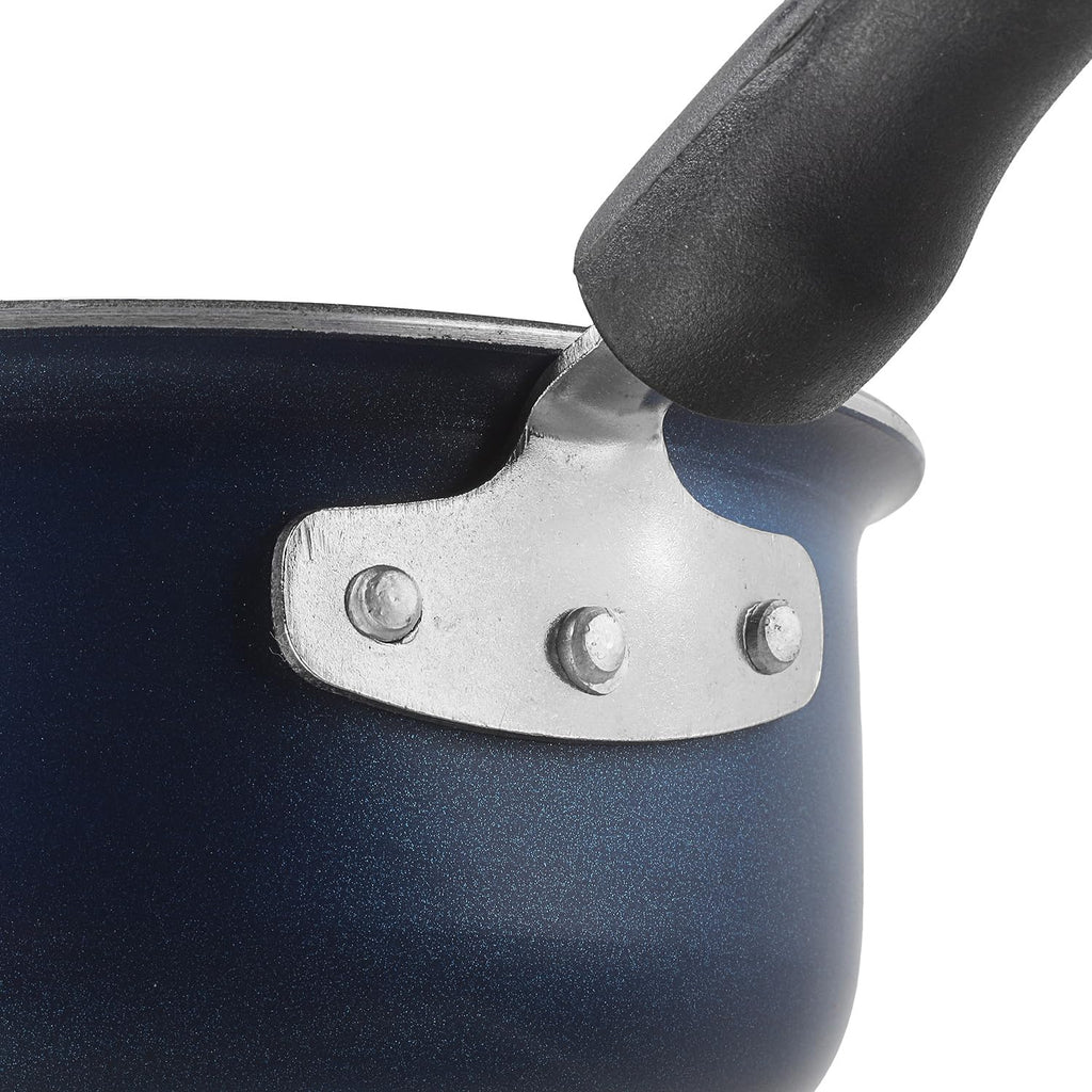 Vinod Zest Aluminium Non Stick Saucepan with Glass Lid - 1.6 Litre, 16cm | Milk/Tea Pan | Sauce Pot with Lid | 3mm Thick | 3 Layer Coating | Scratch Proof | 1 Year Warranty