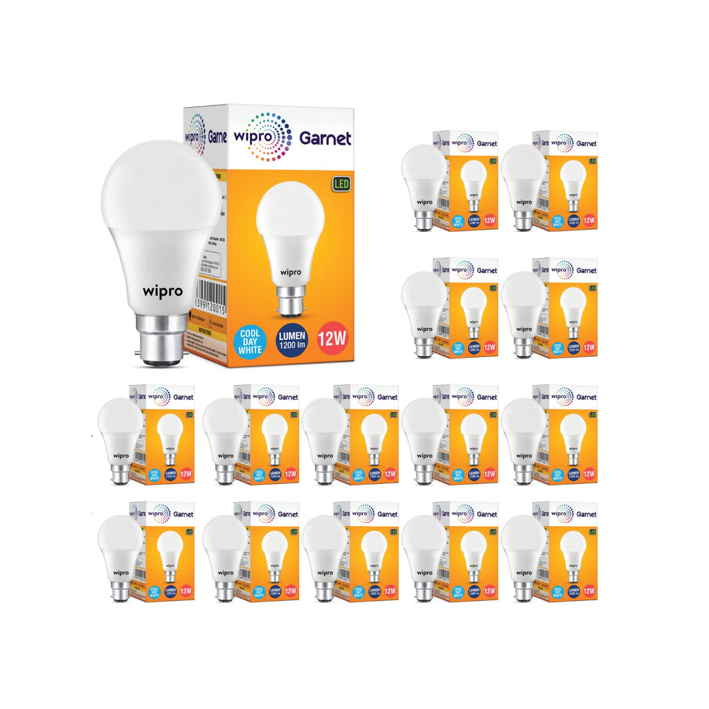 wipro Garnet 12W LED Bulb for Home & Office |Cool Day White (6500K) | B22 Base|220 degree Light coverage |4Kv Surge Protection |400V High Voltage...