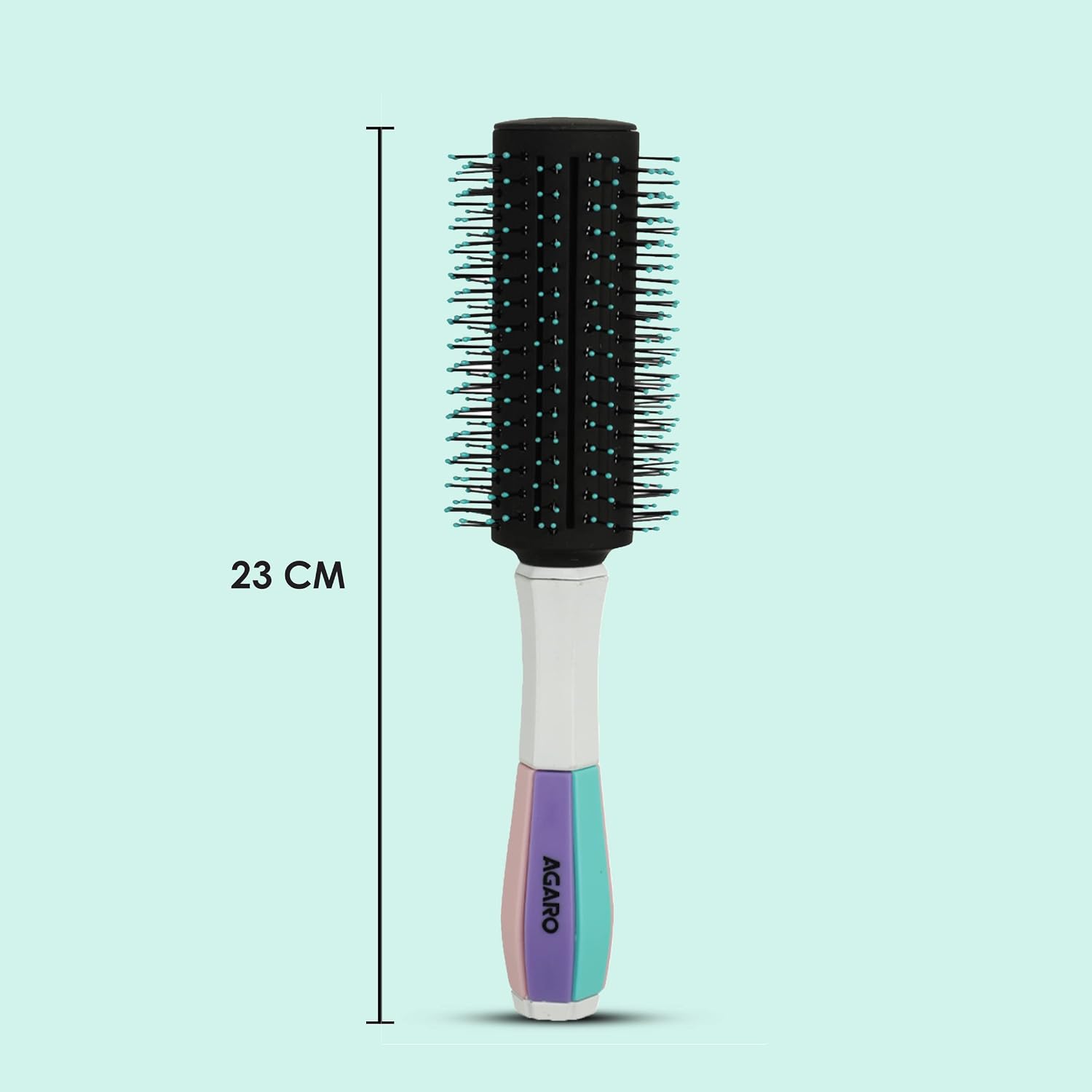 AGARO Classic Round Hair Brush with Strong & flexible boar bristles having Anti static ball tips