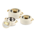 CELLO Castella Deluxe Insulated Steel Casserole Case Set of 3 Pcs, Ivory (1000ml, 1500ml, 2500ml) |