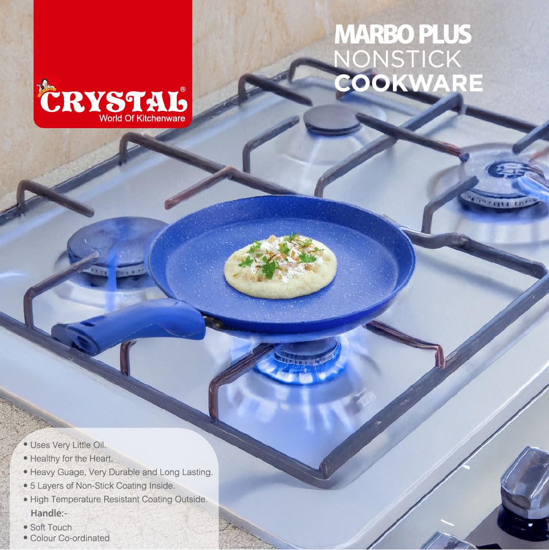 Crystal Marbo Plus Induction Bottom Nonstick Flat Tawa/Dosa Tawa | 250 mm | Thickness: 3mm | 5 Layer Coating |