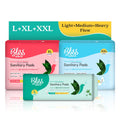 BLISSNATURAL Sanitary Pads Super Combo Pack of 18 | 6 L + 6 XL + 6 XXL |