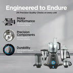 Preethi Zodiac MG-218 mixer grinder,750 watt, Black/Light Grey, 5 jars