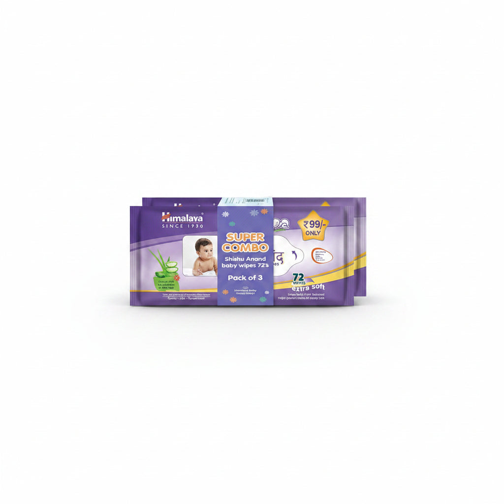 Himalaya Shishu Anand Baby Wipes with Aloe Vera & Licorice, 72 Wipes (Pack of 3) | Ph Balanced | Gentle On Skin | Clinically Tested