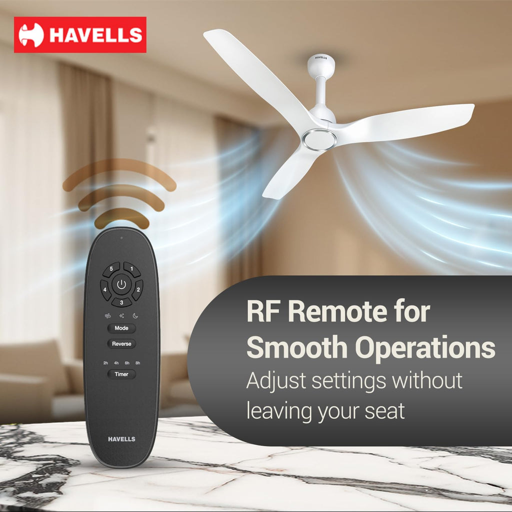 Havells Stealth Slim BLDC 1200 mm Ceiling Fan | Remote Controlled, High Air Delivery Fan | 5 Star Rated, Upto 50% Energy Saving, Reverse Rotation, 2 Year...