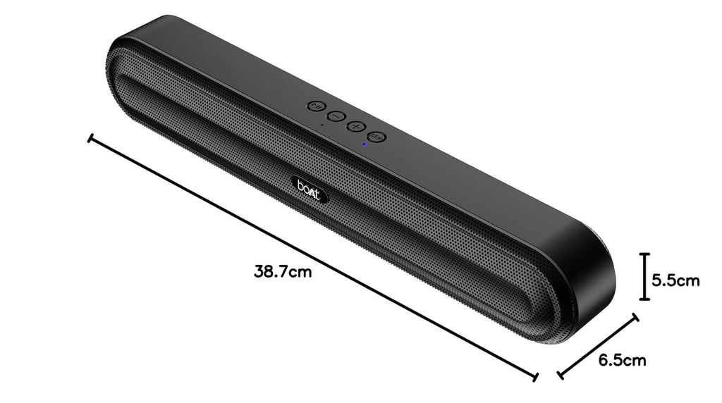 boAt Aavante Bar 490 10W Signature Sound, Dual Full-Range Drivers,7 HRS Battery, Built-in Mic,2.0 CH, Free Music Streaming on JioSaavn, Bluetooth Sound Bar,...