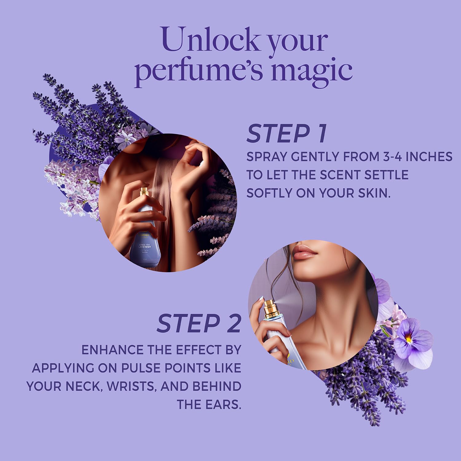Yardley London English Lavender Perfume for Women, 50ml – 90% Naturally Derived, Daily Wear Spray | Lavender & Musk Fragrance