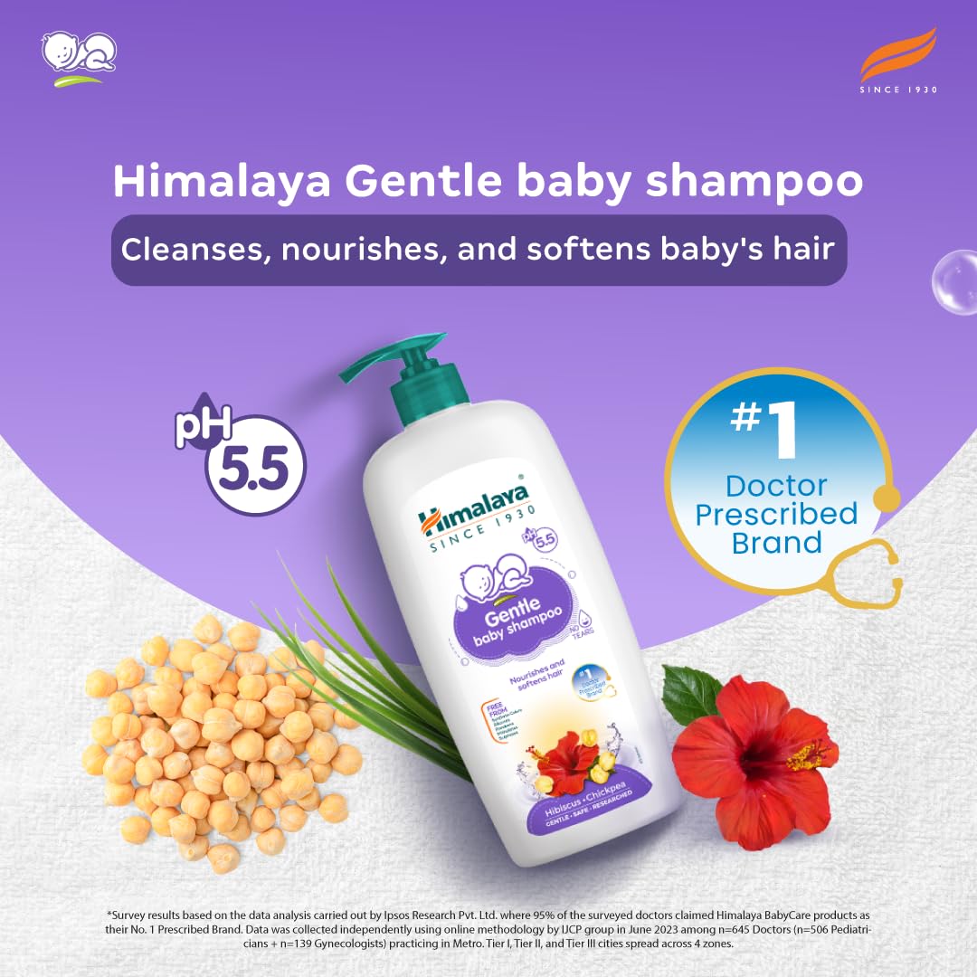 Himalaya Gentle Baby Shampoo (400 ml) | No Tears formula | Cleanses, softens and nourishes baby's hair (Pack of 2)