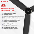 Havells FAB BLDC LED Ceiling Fan 1200 mm, 5 star, LED Speed Indicator, 380 RPM, Up to 65% Savings,Reverse Rotation,4 Speed Modes,Low Wattage 30W,Low Noise,Air Flow:235 CMM, 3 Year Warranty,Smoke Brown