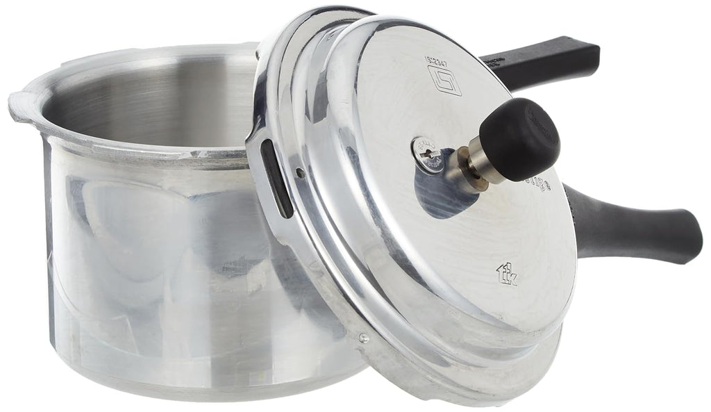 Prestige 3 Litre Aluminium Popular Outerlid Pressure Cooker | Virgin Aluminium| Gas Compatible|Controlled Gasket Release System|5 years warranty|ISI Certified