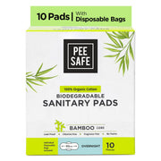Pee Safe 100% Organic Cotton Biodegradable Sanitary Pads, Overnight | Anti-Bacterial | Superb Absorbency | Long Lasting Protection | Skin Friendly |...