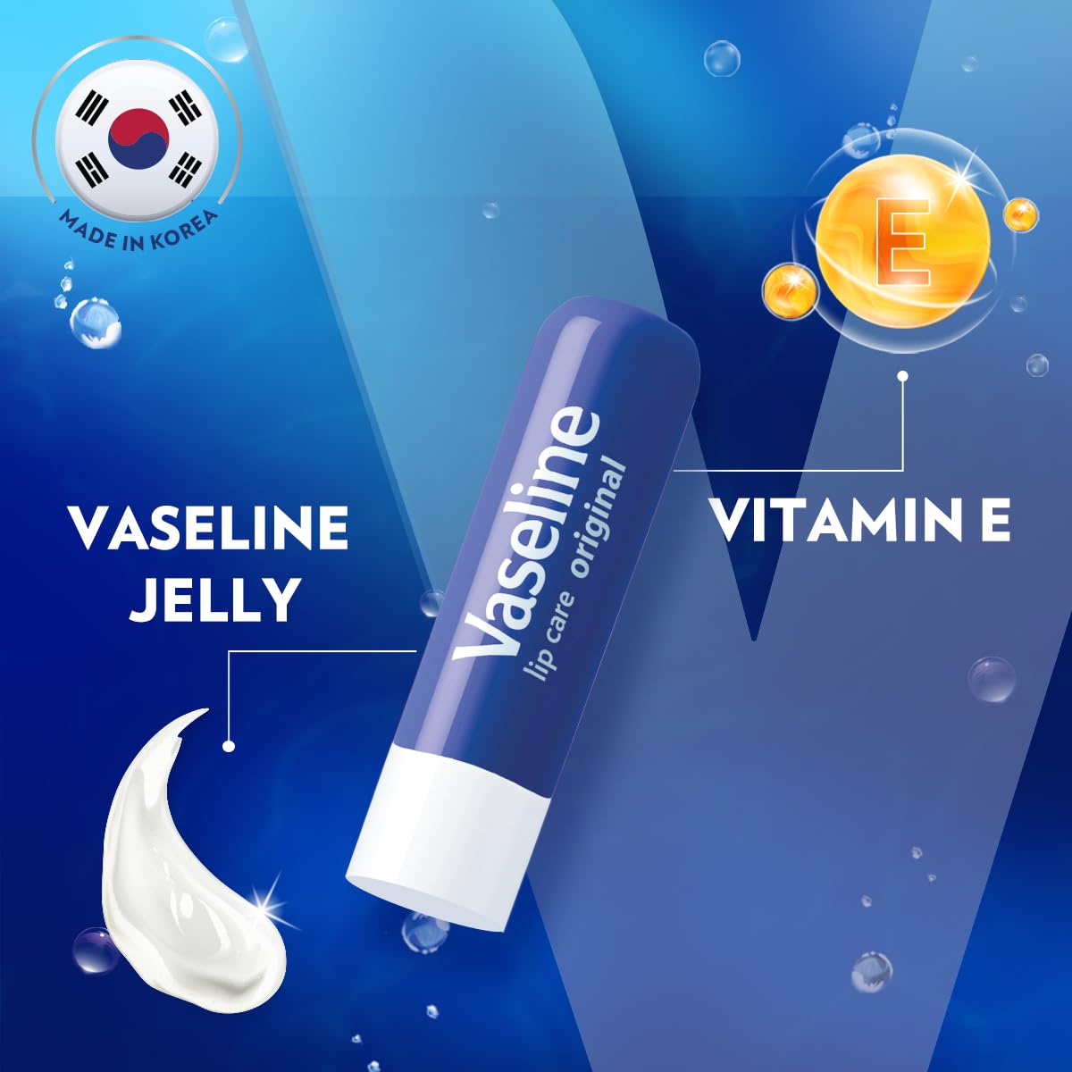 Vaseline Lip Care | Original Lip Balm Stick | up to 48Hr moisturization | with petroleum jelly & vitamin E | made in South Korea | 4.8g