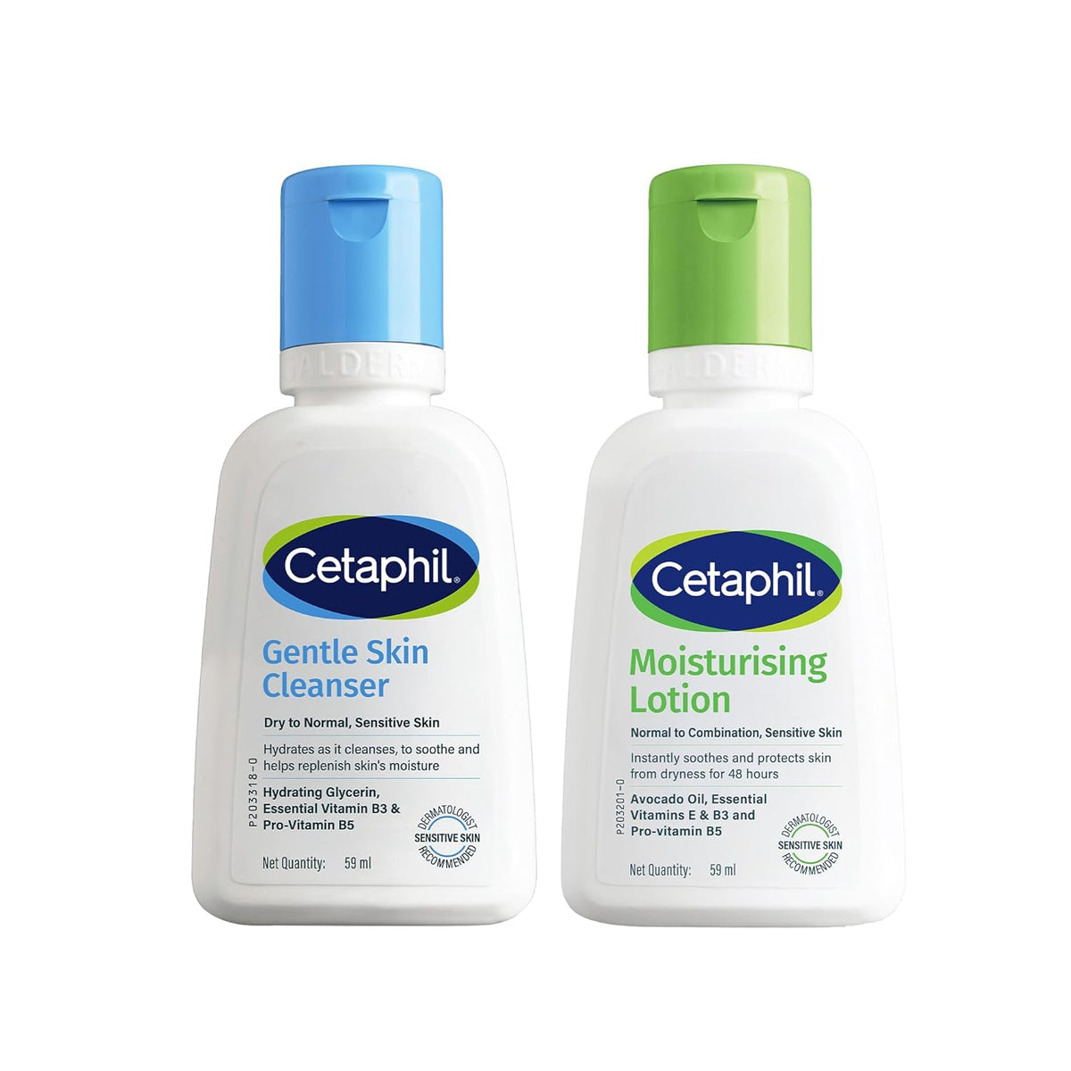 Cetaphil Travel Pack - Gentle Skin Essentials - Gentle Skin Facewash Cleanser 60ml and Moisturizing Lotion 60ml - Cleanser + Moisturizer Travel Essentials