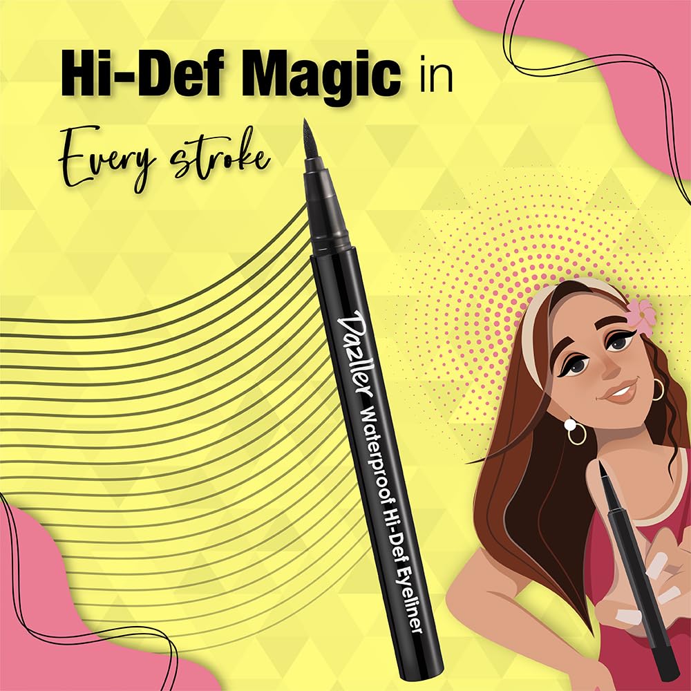 Dazller Hi-Def Eyeliner duo|Velvet Matte|Water-Resistant|Smudge-Proof|Long Stay|Single Stroke|Precise Application|Black+Black|2.2g, Gel
