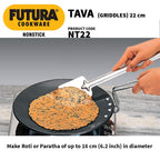 Hawkins Futura 22 cm Tava, Non Stick Tawa with Stainless Steel Handle, Black (NT22).