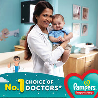 Pampers Happy Sleep Pant Style Baby Diapers, Medium (M), 100 Count, 1 Pampers : 1 Night Sleep, with Anti Rash Shield, 7-12 Kg Diapers