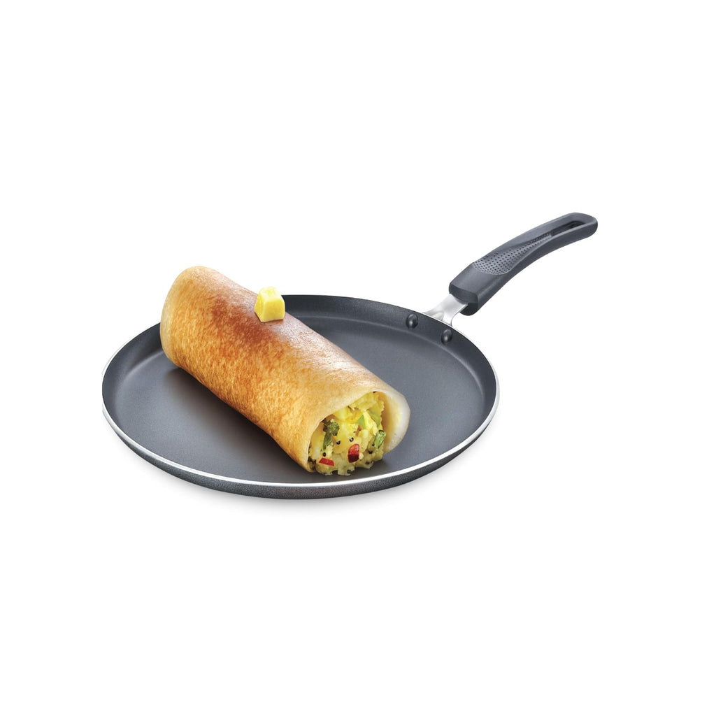 Prestige Omega Select Plus Aluminium Non-Stick Omni Tawa with Sleeve Packing Dia 27.5 cm, Black