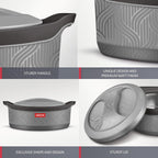 Milton Evoke Jr. Gift Set PU Insulated Inner Stainless Steel Casserole, Set of 3 (450 ml,850 ml,1240 ml), Grey