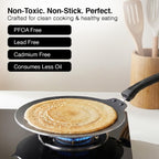 Prestige TTK OMG DLX Induction Base Non-Stick Aluminium Flat Dosa Tawa, 28cm, Red