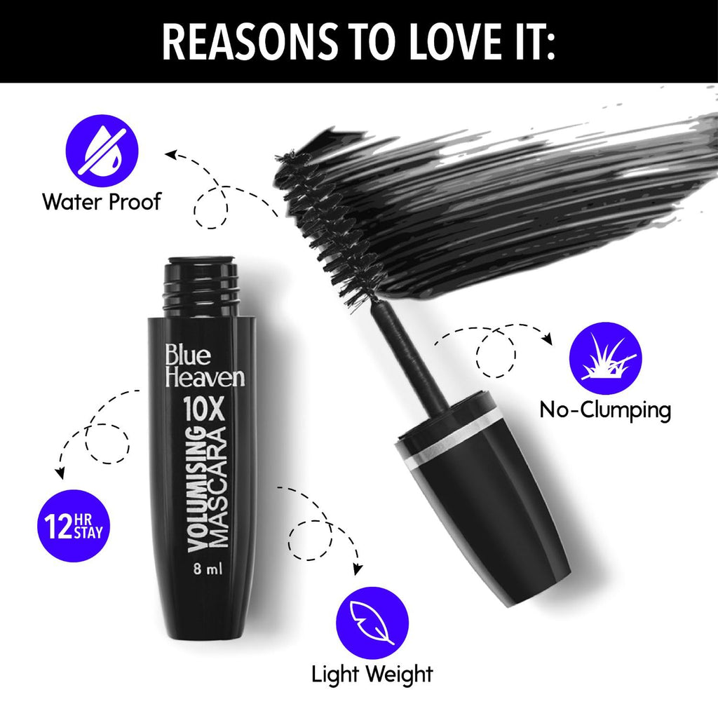Blue Heaven Mesmerising Eye Kit Combo Pack of 4 | Kajal, Mascara, Eyeliner & Brow Definer |Long lasting, Smudge proof & Waterproof, Matte Finish for...