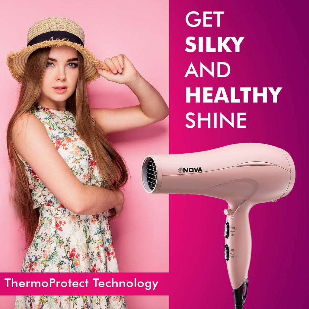 NOVA NHP 8217 Professional Hair Dryer (1800 Watts, Pink)