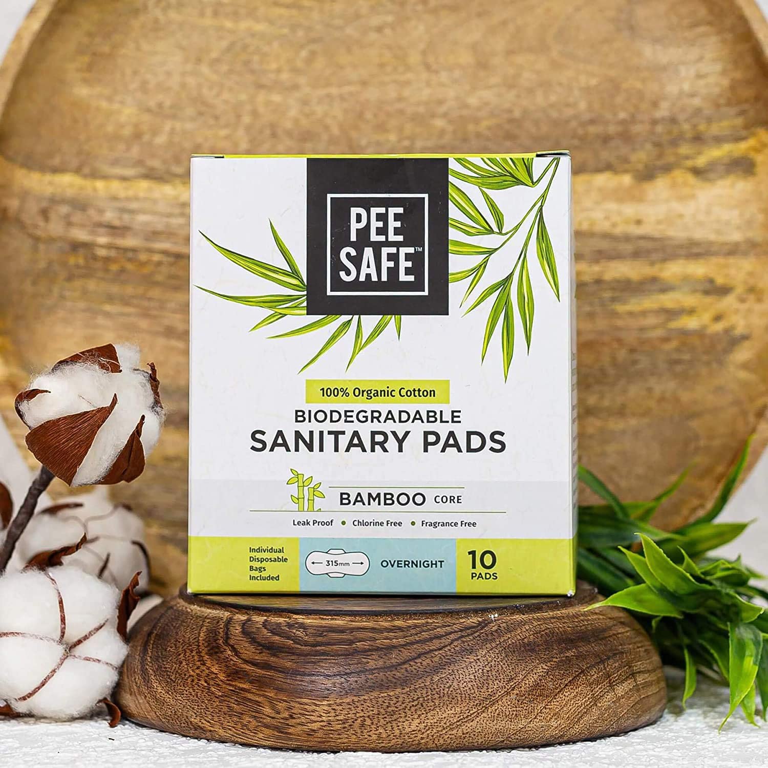 Pee Safe 100% Organic Cotton Biodegradable Sanitary Pads, Overnight | Anti-Bacterial | Superb Absorbency | Long Lasting Protection | Skin Friendly |...