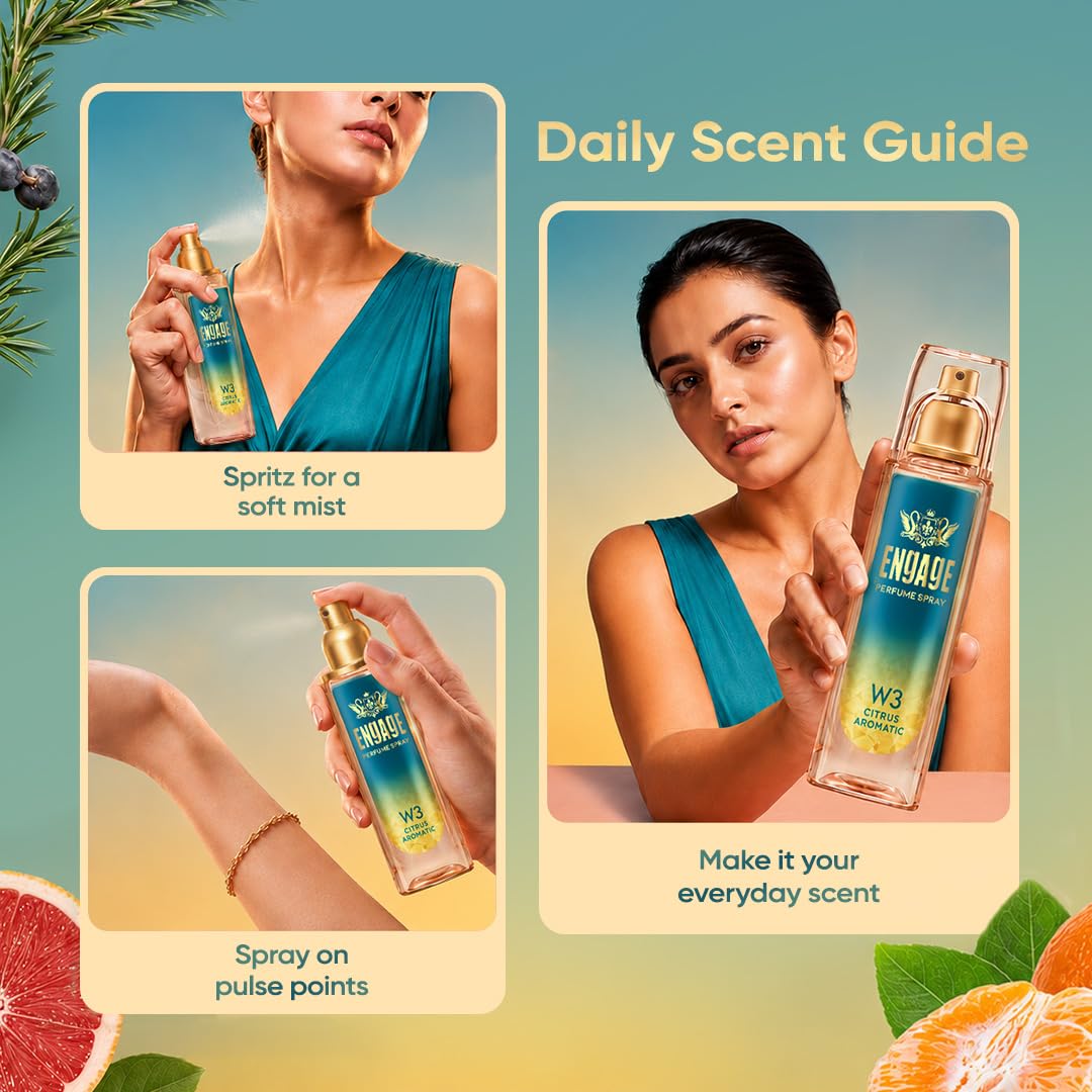W3 Perfume Spray For Women | Citrus & Floral | Long Lasting | No Parabens | No Silicones| Dermatologically Tested | Skin Friendly | Crafted...