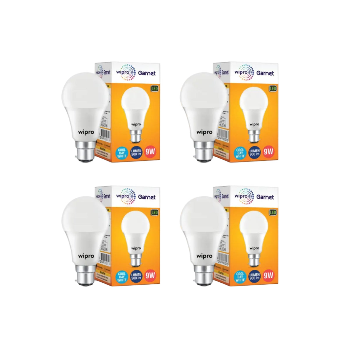 wipro Garnet 9W LED Bulb for Home & Office |Cool Day White (6500K) | B22 Base|220 degree Light coverage |4Kv Surge Protection |400V High Voltage.