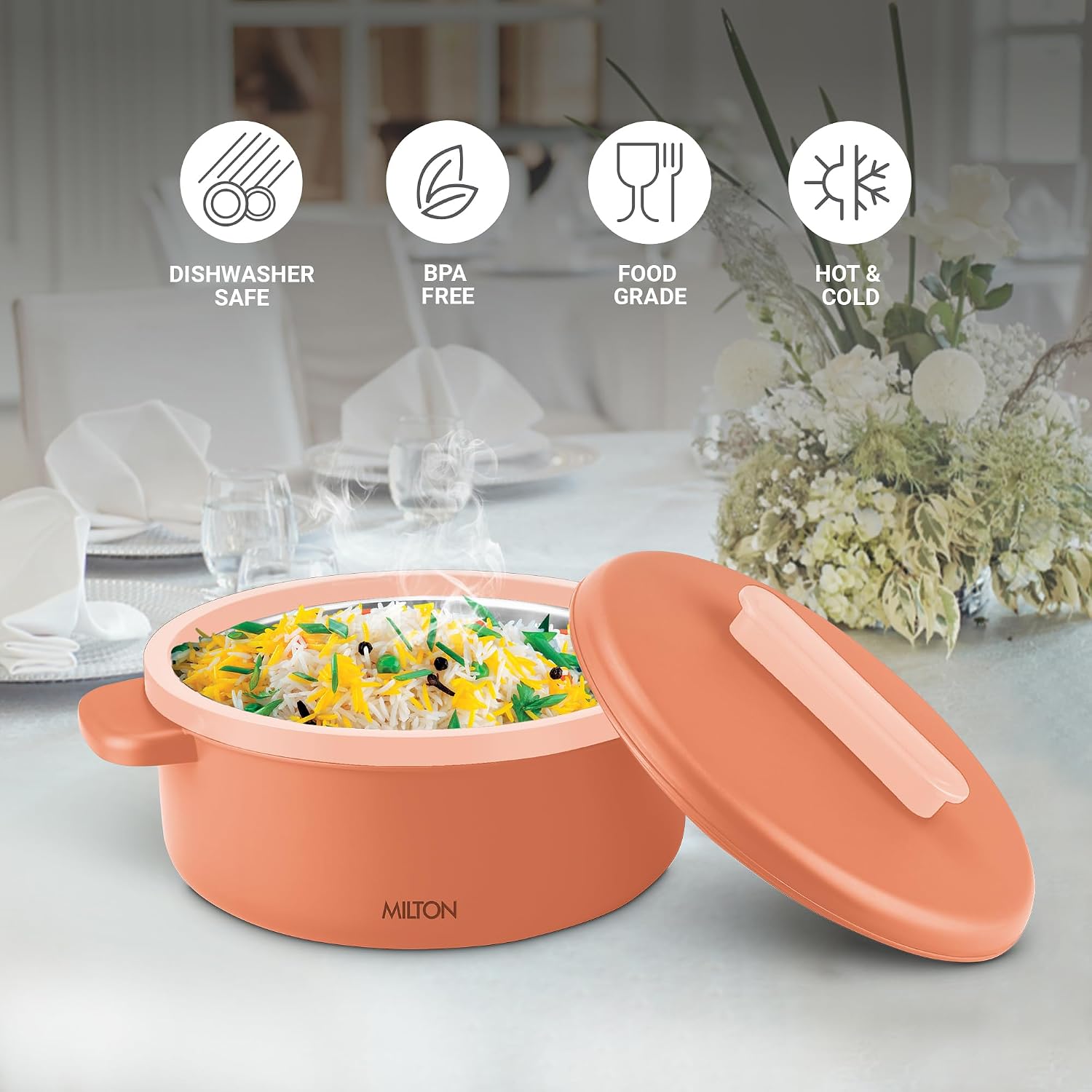 MILTON Micronova Jr. Gift Set Inner Stainless Steel Casserole, Set of 3 (380 ml, 775 ml, 1345 ml)