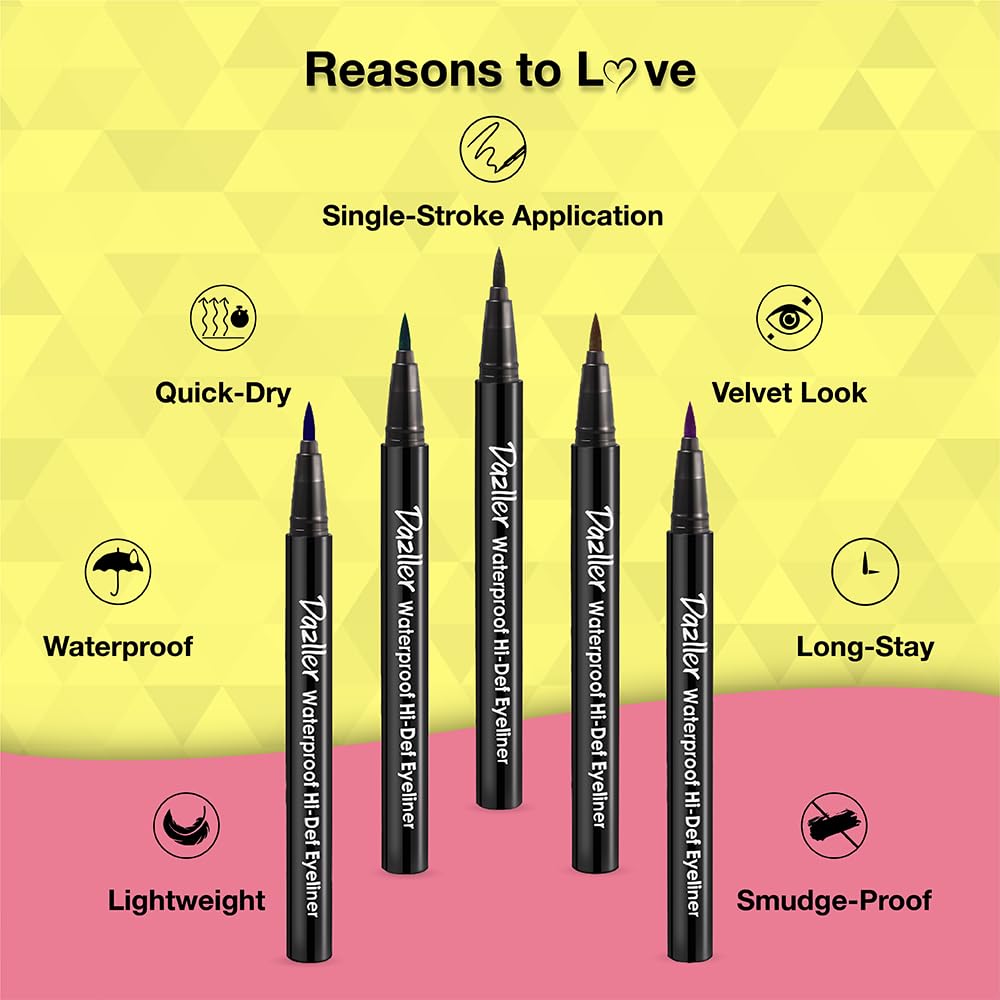 Dazller Hi-Def Eyeliner duo|Velvet Matte|Water-Resistant|Smudge-Proof|Long Stay|Single Stroke|Precise Application|Black+Black|2.2g, Gel
